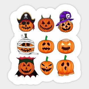 Halloween Costume Pumpkin Characters Sticker